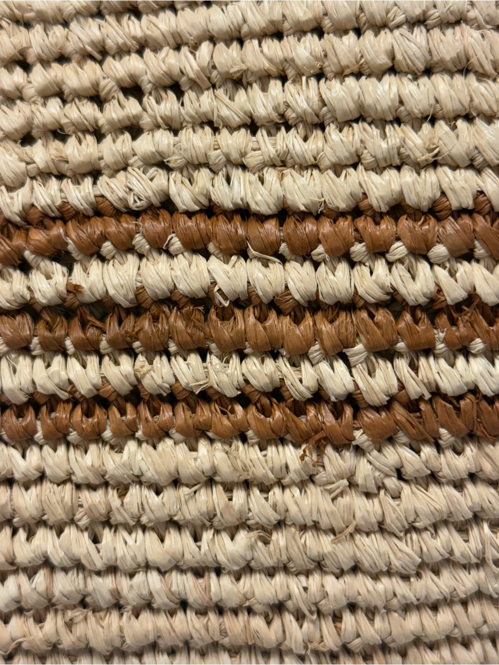 NWT Haute Hippie Natural Straw Tote with Brown Stripe and Brown Leather Handles - Picture 5 of 14